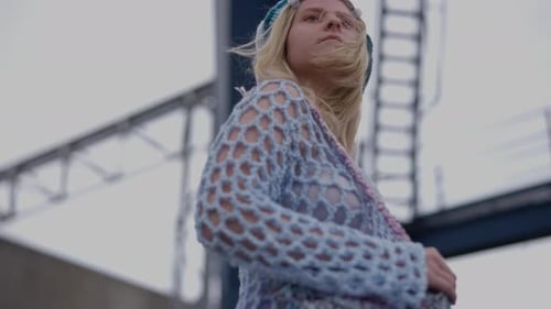 Young Woman in Crochet Top Posing Outdoors