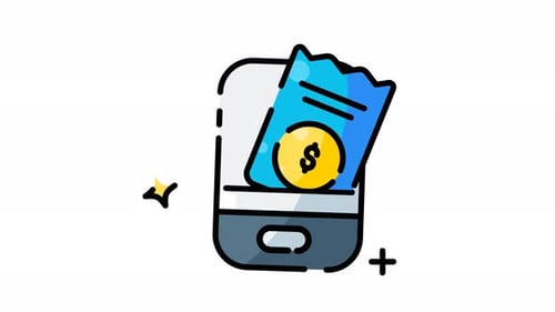 Animated Flat Design Mobile Payment Receipt Icon