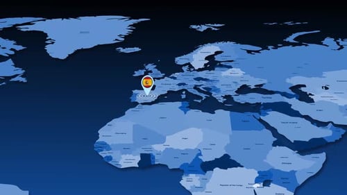 Spanien GPS-Standortverfolgungs-Animation auf der Erdkarte