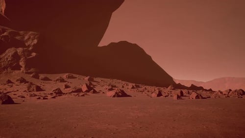 Fantastic Martian Landscape in Rusty Orange Shades