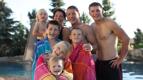 Family Portrait By Pool
