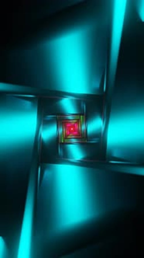 Vertical Video of Futuristic Glowing Tunnel with Seamless Abstract Geometry