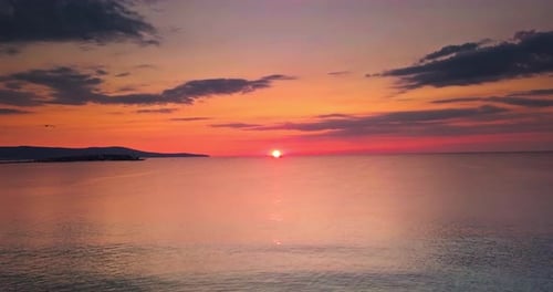 puesta de sol, mañana, océano, barco, playa, nubes, hora dorada