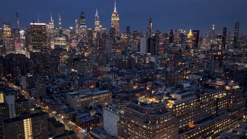 Night Skyline of New York Skyline At Manhattan In New York United States.