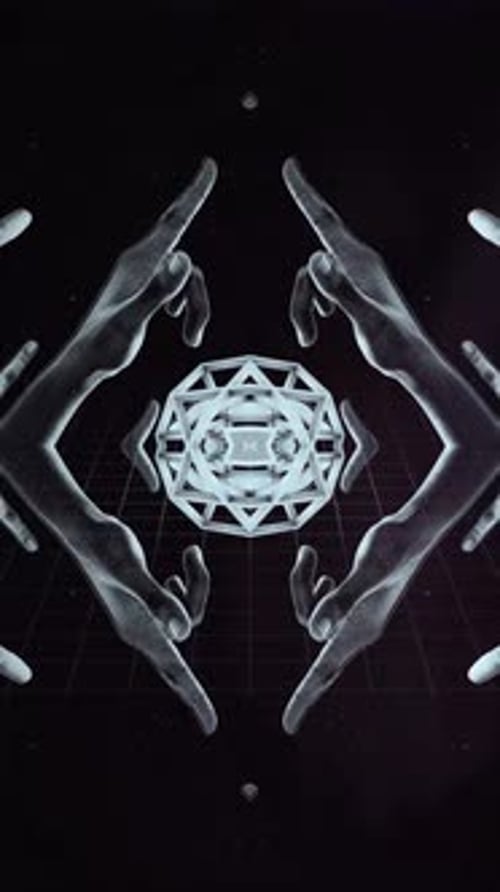 Rock Symbol Hands Cosmic Portrait Background