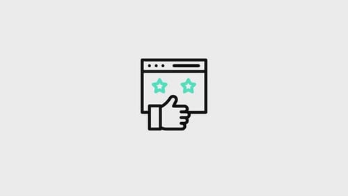 Animated Website Review and Rating Icon with Thumbs Up