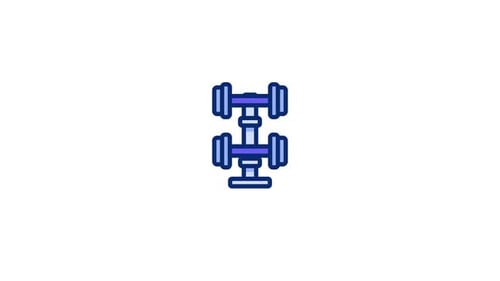 Animated Dumbbell Icon Forming Geometric Patterns