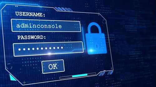 Futuristic Digital Login Screen Interface with Password Entry