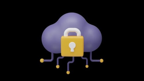 Secure Cloud, icône 3D d'un concept de cybersécurité en boucle alpha