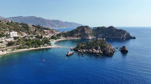 Beautiful coastal landscape with turquoise water and rocky islands