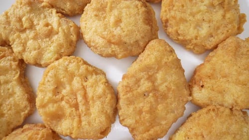 A chicken nuggets in video footage. 4K.