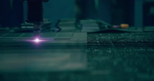 Plasma Laser Cutting Metal Sheet with Sparks Welding
