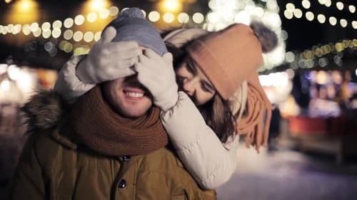Romantic Winter Date at Christmas Market