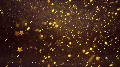 Shiny Golden Particles and Stars Animated Overlay Loop