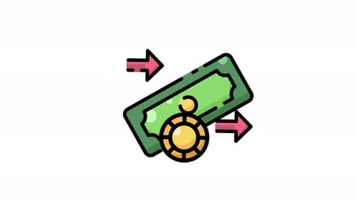 Money and Gambling Chip Transaction Flat Icon Animation