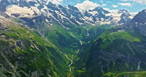 Ancient Snow Glacier Among High Mountains The Peaks of the Mountains are Covered with Snow