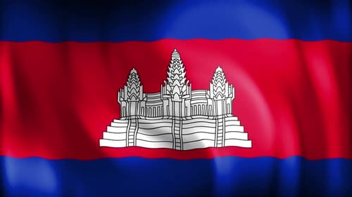 Animated Cambodian Flag Waving Seamlessly
