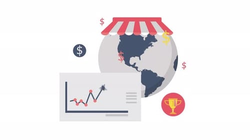 Flat Design Global Business Growth Infographic Animation