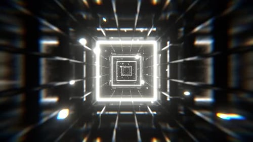 White Neon Strobe Frame Tunnel Background VJ Loop l 4K