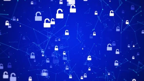 Padlock Unlock Icon Plexus Technology Background Loop