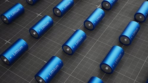 Clean 3D Lithium Battery Cells Grid Background Animation