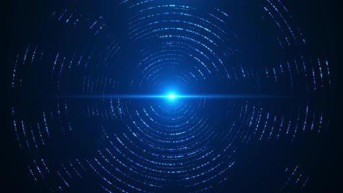 Fundo
azul de dados binários digitais Fundo abstrato de tecnologia azul. Fios de circuito circular. Conexão AI