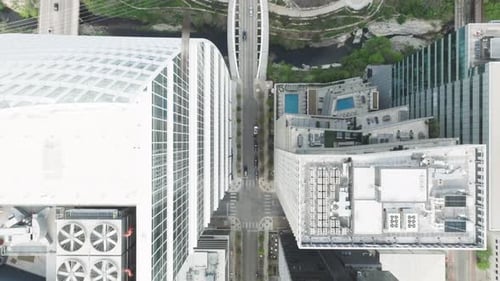 AUSTIN TEXAS USA Tower Tops Within Busy Streets of Austin Downtown Summer Day