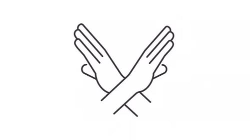 Animated Outline Hands Crossing Forming X Symbol