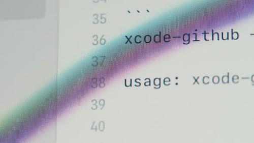 Coding UX UI Script Text on Screen HTML5 in Editor for Website Development Close Up Macro of