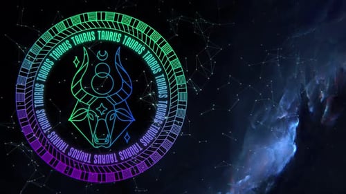 Neon Taurus Zodiac Sign Animation for Astrology Content