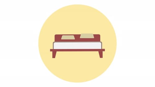 Animated Flat Design Bed Icon