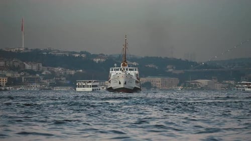 Ferry Boat Sailing on the Bosphorus Strait