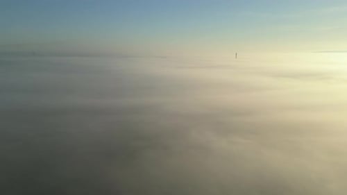 City under Fog, Aerial View