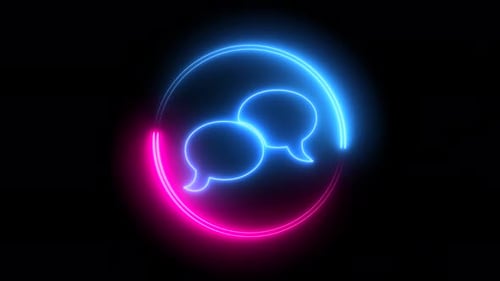 Icono de mensaje de línea de neón de color azul y rosa. Capítulo 1163 1