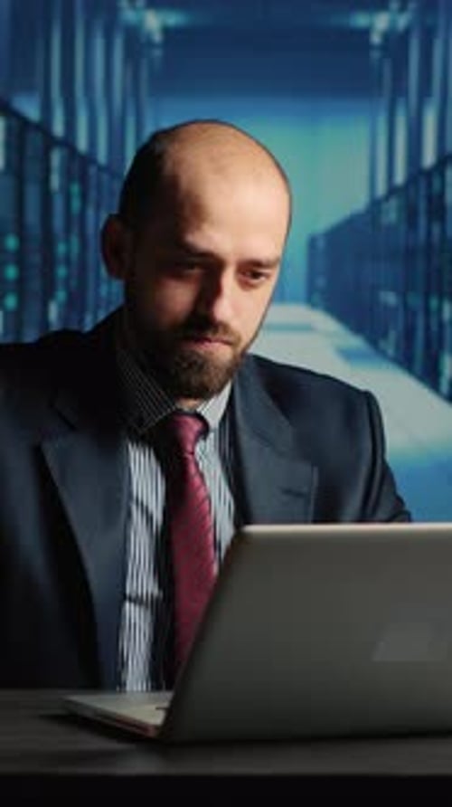 Vertical Video Frustrated Database Admin Making Mistake in Data Center