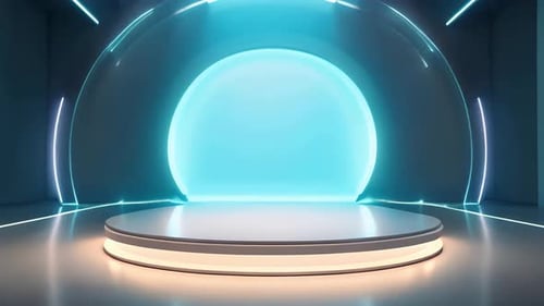 Futuristic 3D Virtual Stage with Dynamic Neon Lights