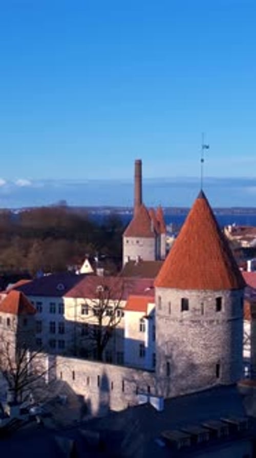 Aerial View of Tallinn Medieval Old Town Estonia