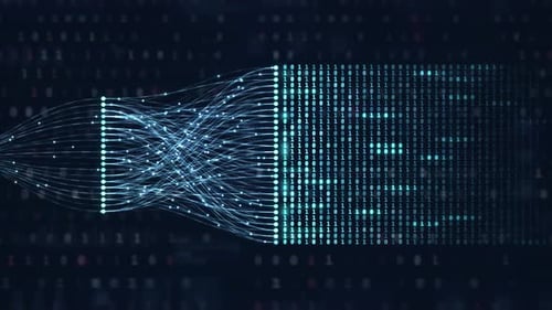 Blue digital data flow through a network gateway technology background loop