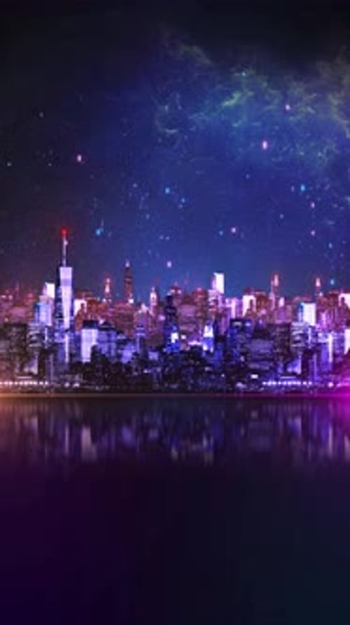 Cyberpunk Cityscape Futuristic Night in Digital Town Lights Sci Fi City Background 5g HighSpeed