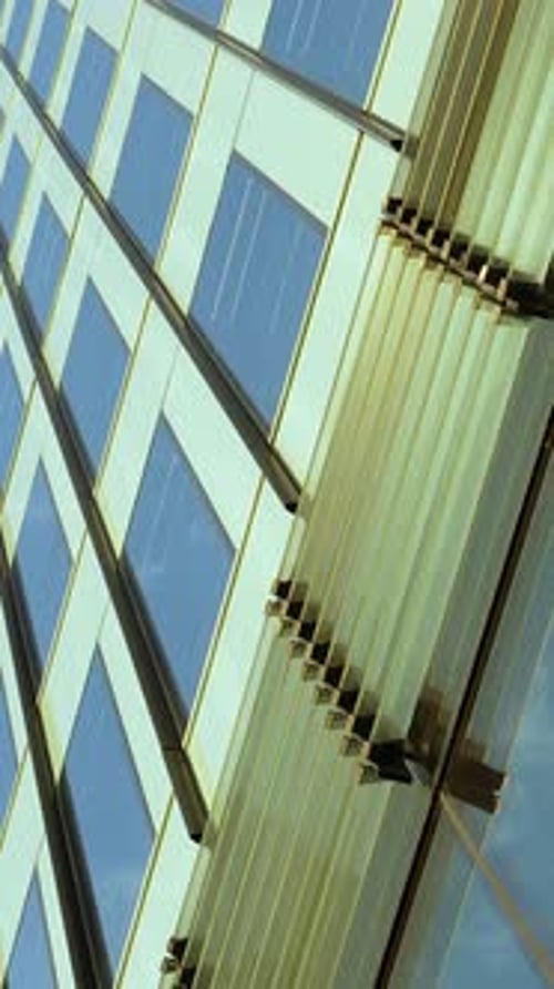 Modern Glass Skyscraper Architecture Vertical Low Angle Shot