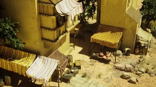 Ancient Desert City Market Street 3D Camera Move