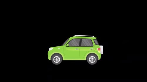 2D Cartoon Suv Car Driving Alpha Channel