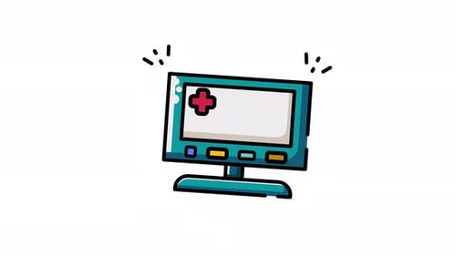 Medical Monitor Vital Signs Display Screen Illustration, animation looping video, isolated alpha cha