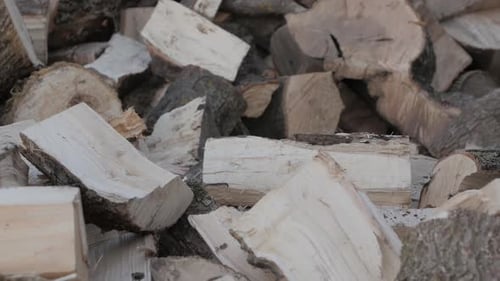 A Bunch of Chopped Firewood Panoramic Shot