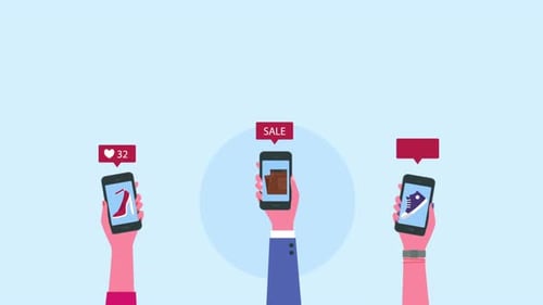 Online Shopping and Sales Mobile Phone Engagement Animation