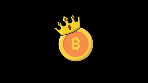 Animated Bitcoin Coin with Golden Crown