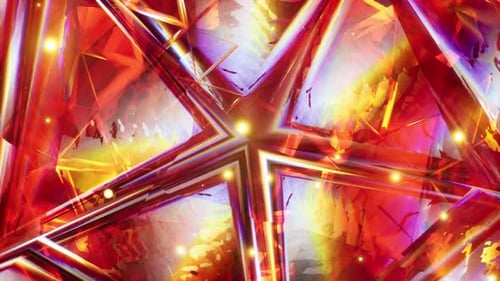 An Abstract Painting of a Star in Red Yellow and Purple