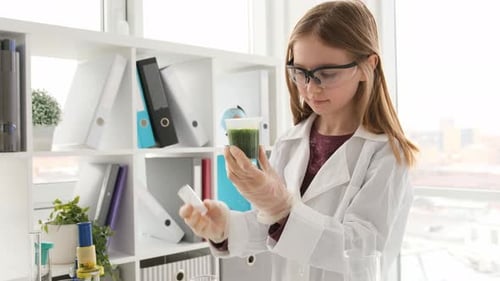 School Girl in Chemistry Class