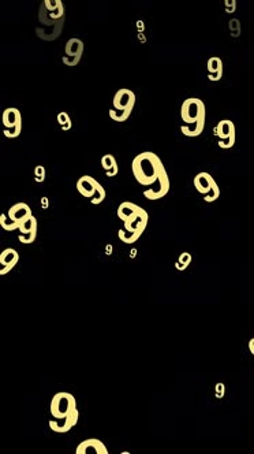 Yellow Countdown Numbers Falling Particles On Black Alpha Background