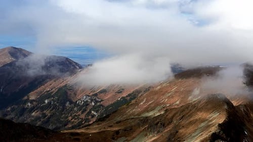 Scenic Mountains with Clouds Aerial View